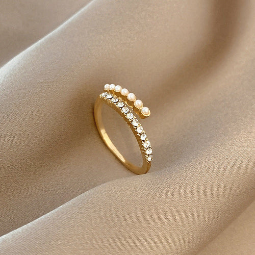 Bague Ouverte Cristal Perle Virelle | Or