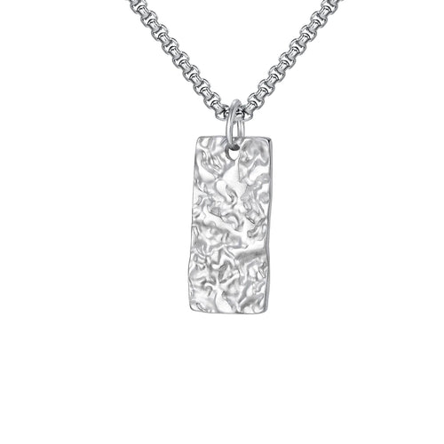 Collier Barre Martelée Ziven | Or Blanc