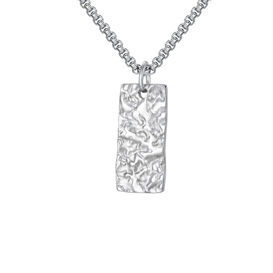 Collier Barre Martelée Ziven | Or Blanc