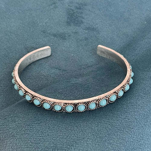 Bracelet Ouvert Turquoise Talisse | Or Blanc