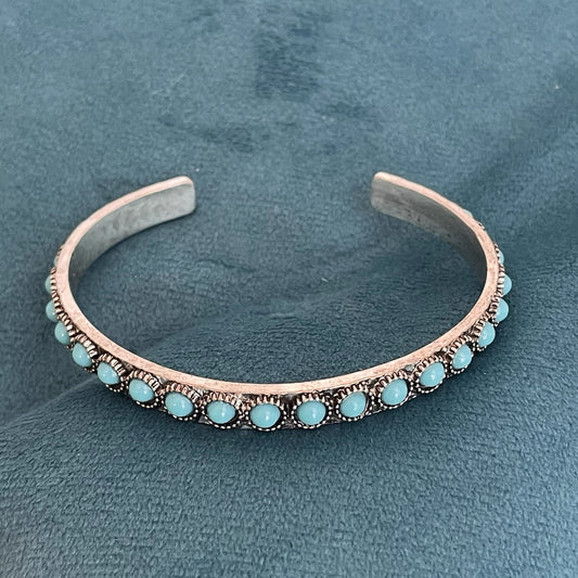 Bracelet Ouvert Turquoise Talisse | Or Blanc