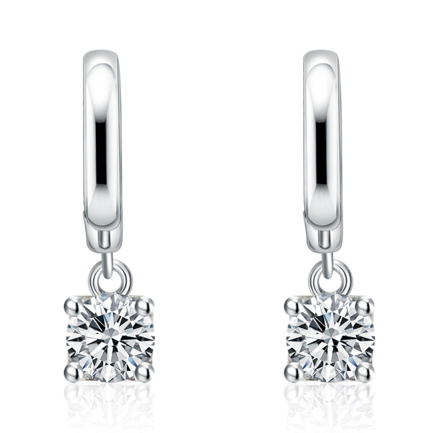 Boucles d'Oreilles Pendantes Carrées Aurora | Or Blanc