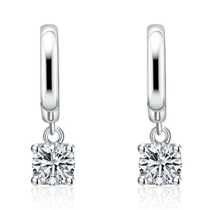 Boucles d'Oreilles Pendantes Carrées Aurora | Or Blanc