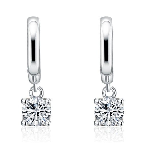 Boucles d'Oreilles Pendantes Carrées Aurora | Or Blanc