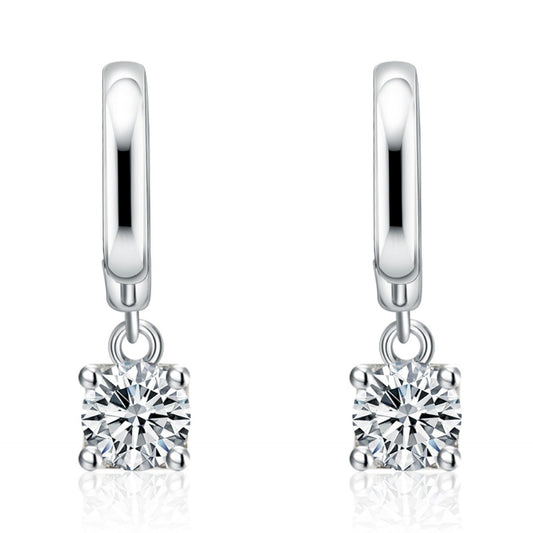 Boucles d'Oreilles Pendantes Carrées Aurora | Or Blanc