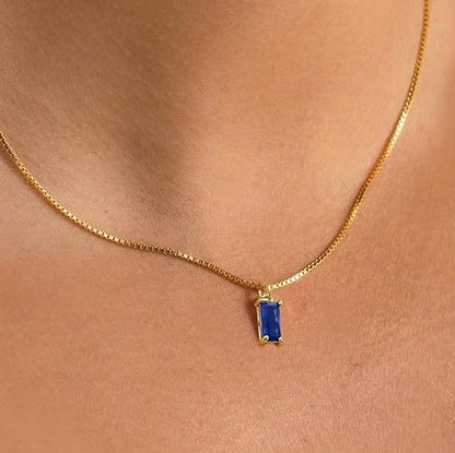 Collier Pendentif Saphir Minimaliste | Or Blanc
