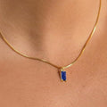 Collier Pendentif Minimaliste Bleu Saphir | Or Blanc
