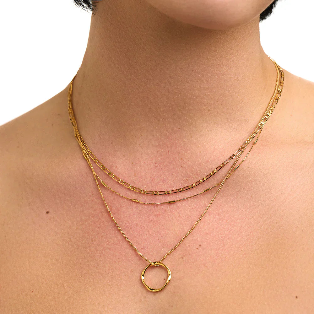 Collier Triple Rang Cercle Ouvert | Or