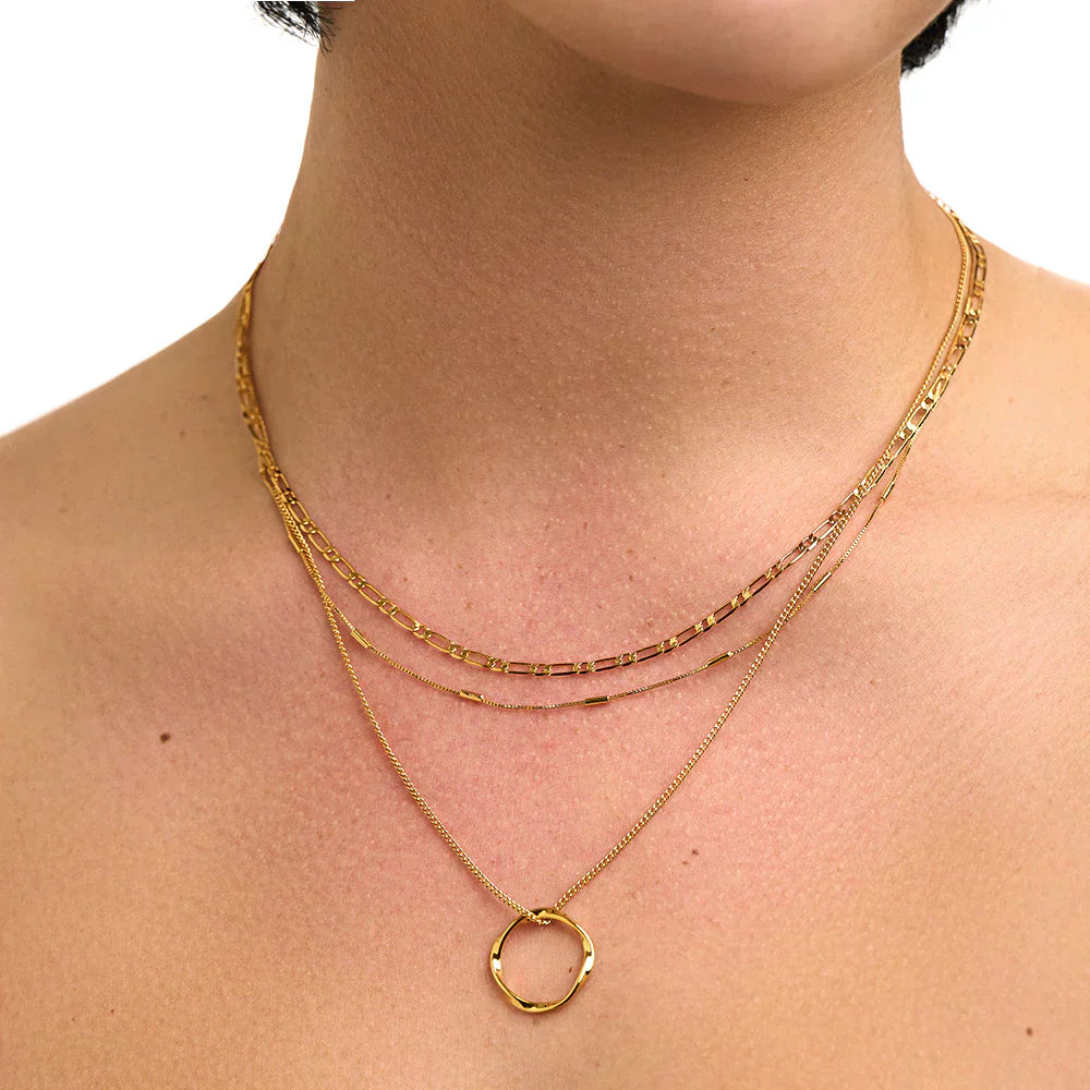 Collier Triple Rang Cercle Ouvert | Or