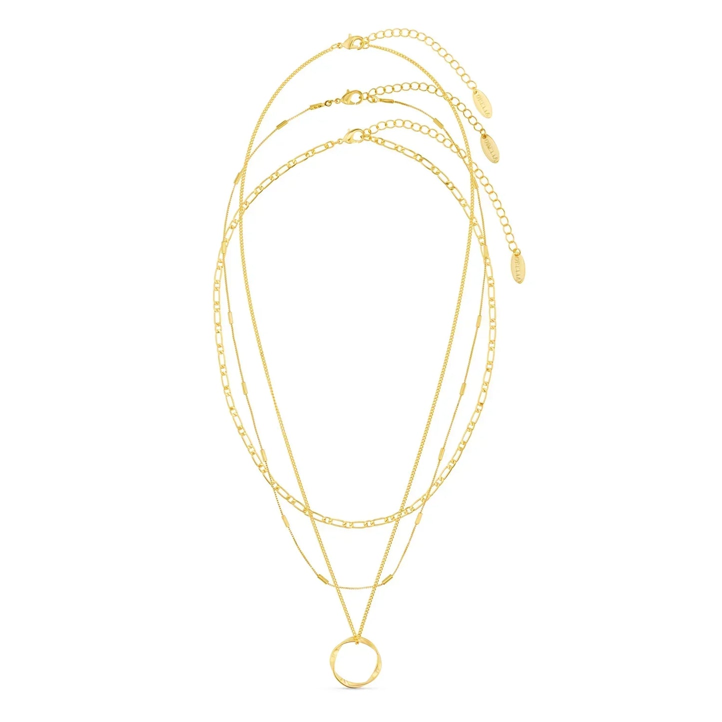Collier Triple Rang Cercle Ouvert | Or Blanc