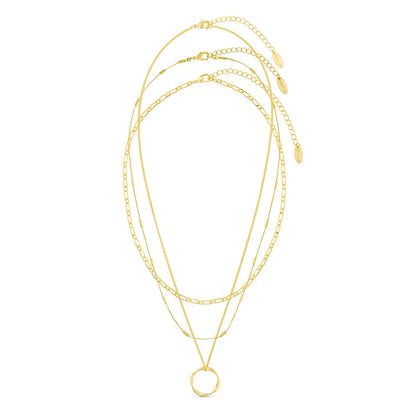 Collier Triple Rang Cercle Ouvert | Or