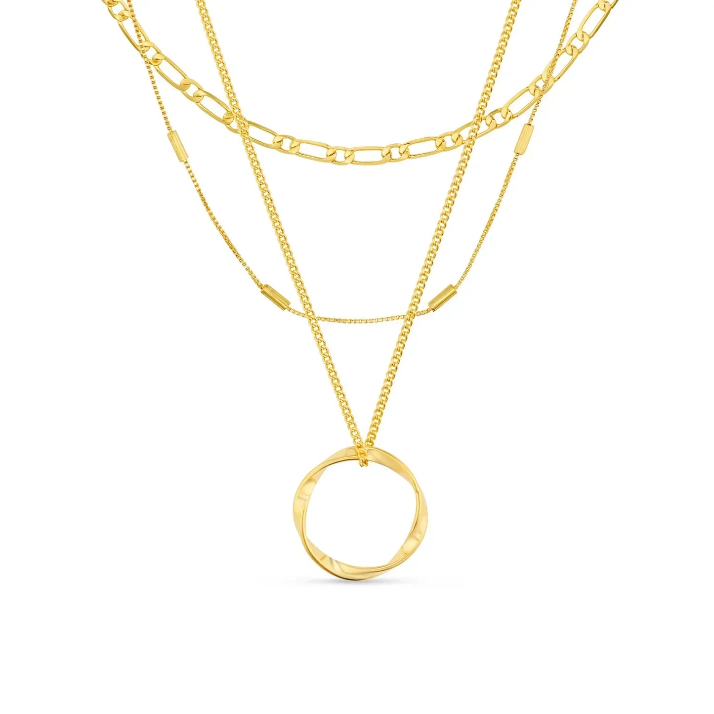 Collier Triple Rang Cercle Ouvert | Or