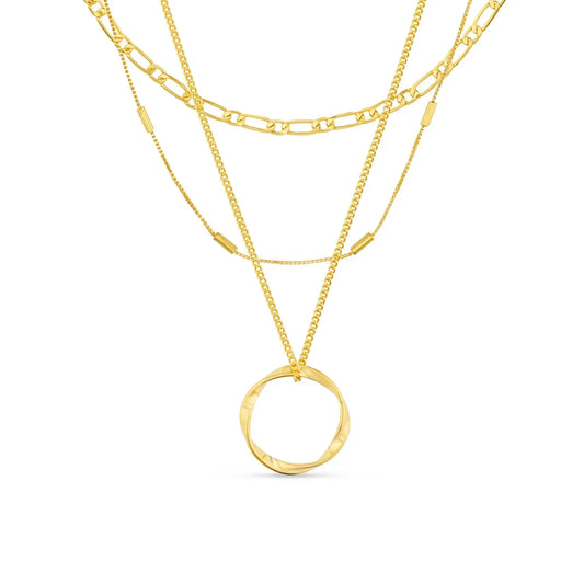 Collier Triple Rang Cercle Ouvert | Or