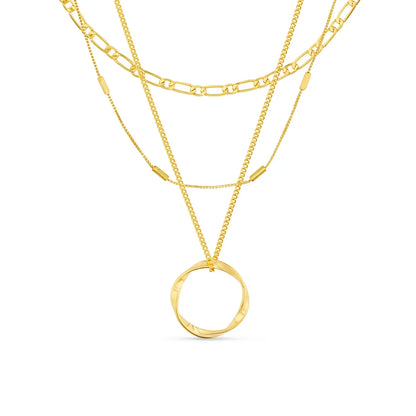 Collier Triple Rang Cercle Ouvert | Or