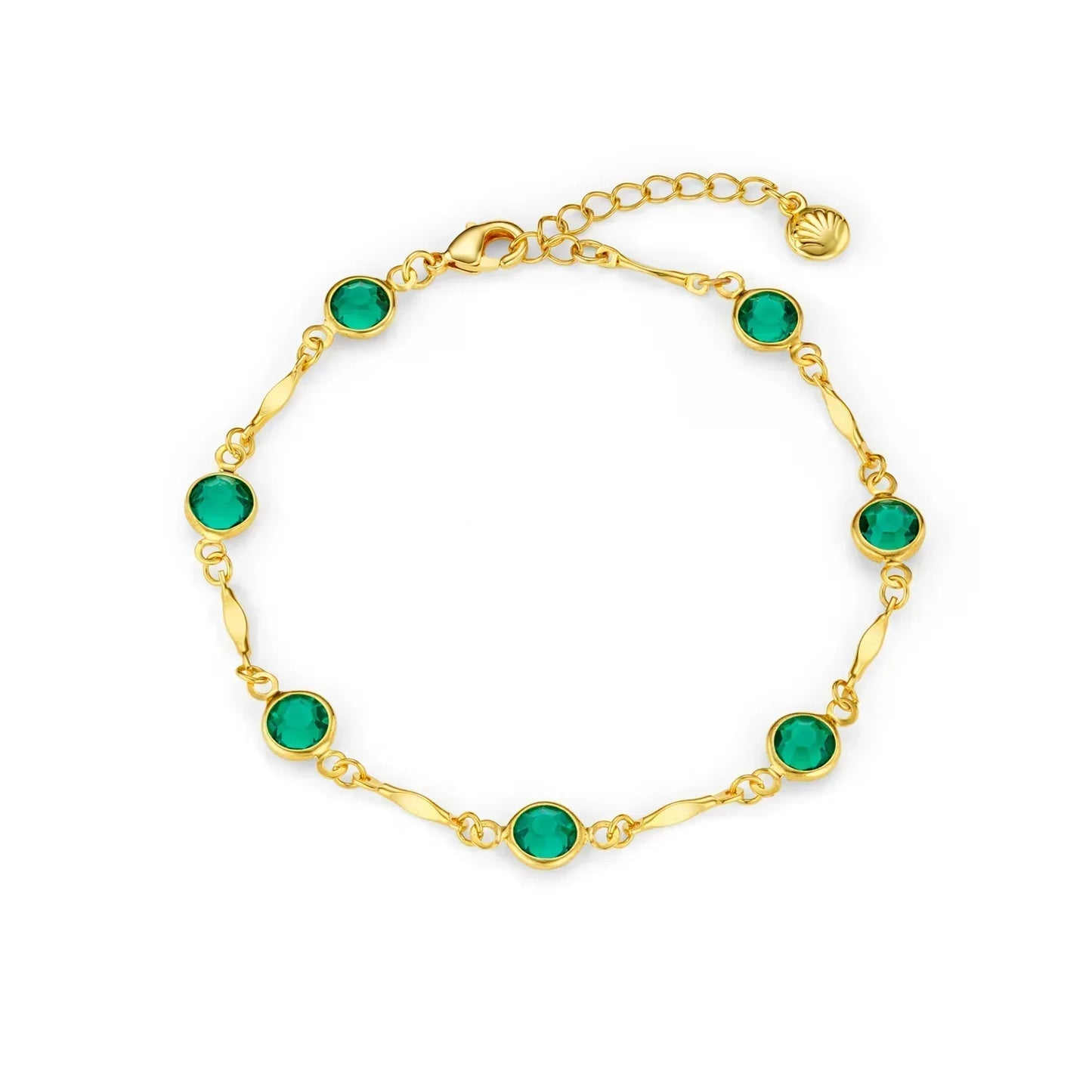 Bracelet Chaîne Maille Émeraude | Or