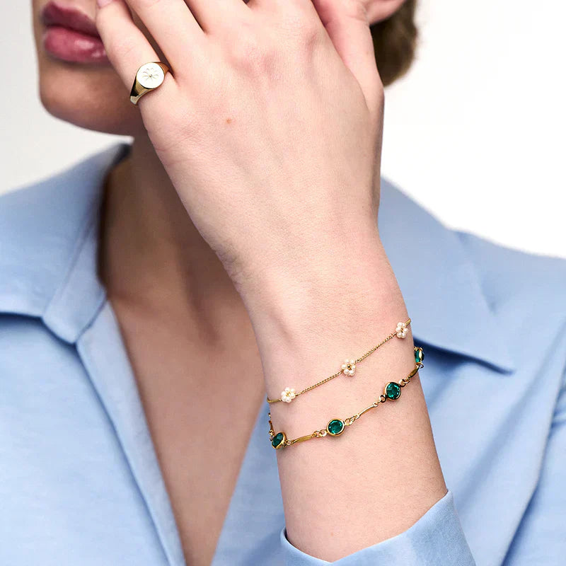 Bracelet Chaîne Maille Émeraude | Or