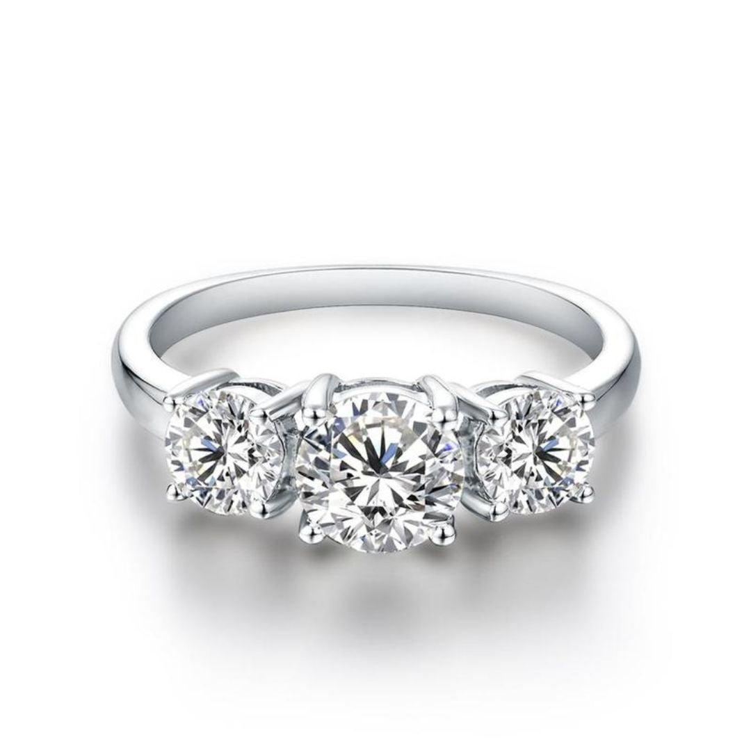 Bague Triple Pierre Clare | Or Blanc