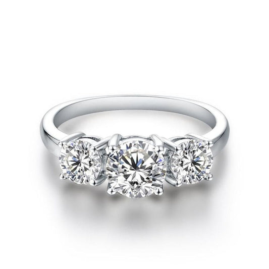 Bague Triple Pierre Clare | Or Blanc