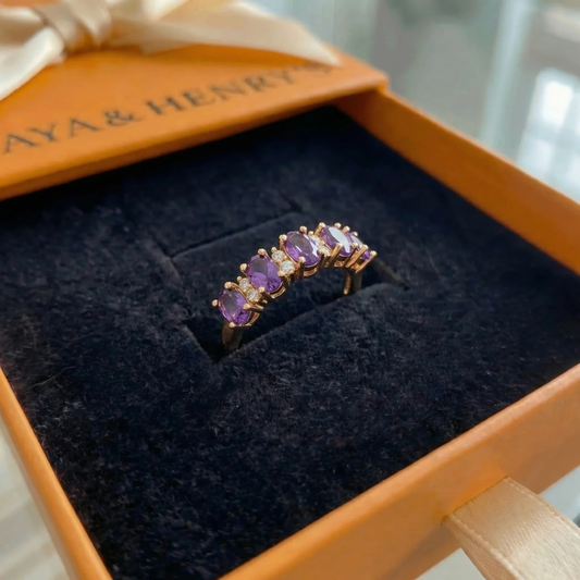 Bague Crête Violet Orlina | Or Rose