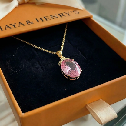 Collier Ovale Impérial Saphir Rose | Or