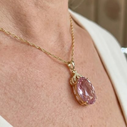 Collier Ovale Impérial Saphir Rose | Or