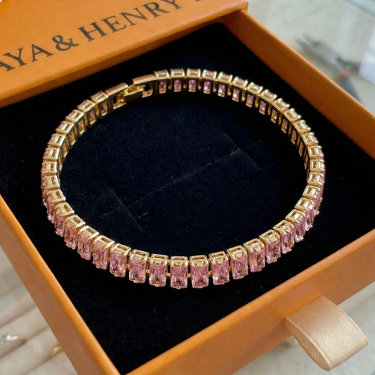 Bracelet Tennis Vertéa Saphir Rose | Or