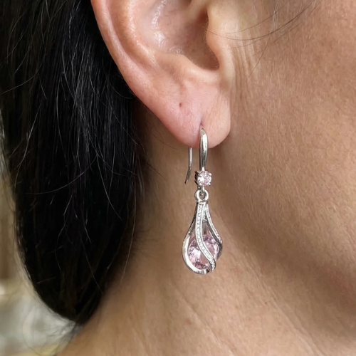 Boucles d'Oreilles Torsadées Rosalith Lumen | Or Blanc