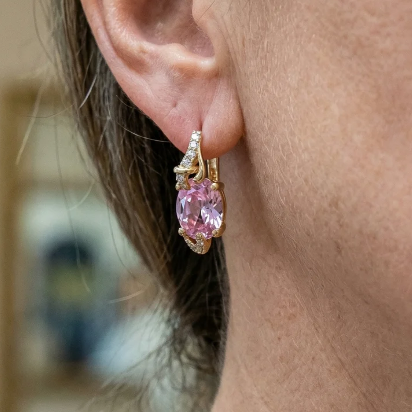 Boucles d'Oreilles Pendantes Aurore Rose | Or