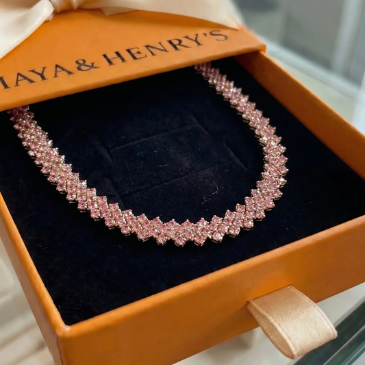 Collier Ligne Rose Braise | Or