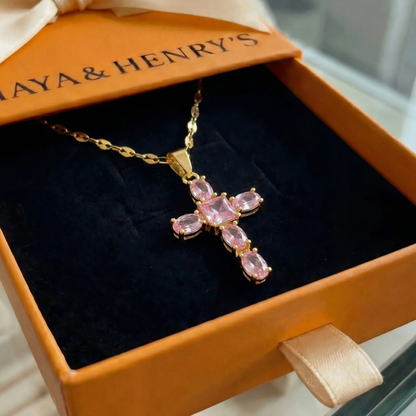 Collier Croix Foi Rose | Or