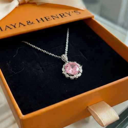 Collier Halo Lotus Rose | Or Blanc