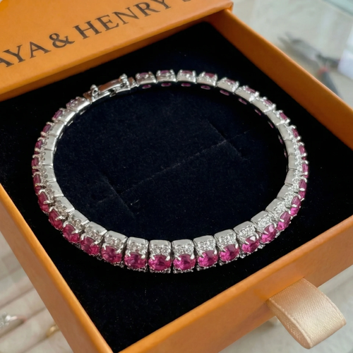 Bracelet Tennis Lueur Rosée | Or Blanc