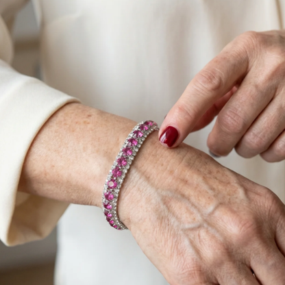 Bracelet Tennis Lueur Rosée | Or Blanc
