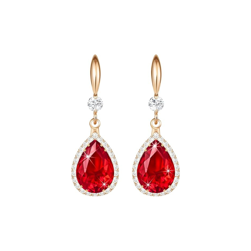 Boucles d'Oreilles Larme Rubis | Or Rose