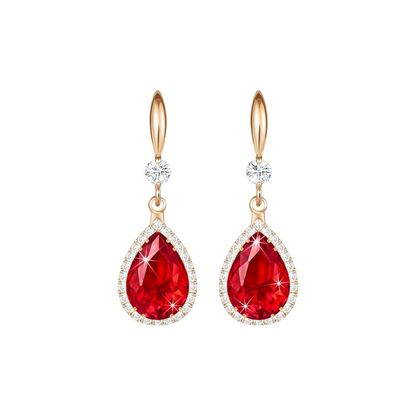 Boucles d'Oreilles Larme Rubis | Or Rose
