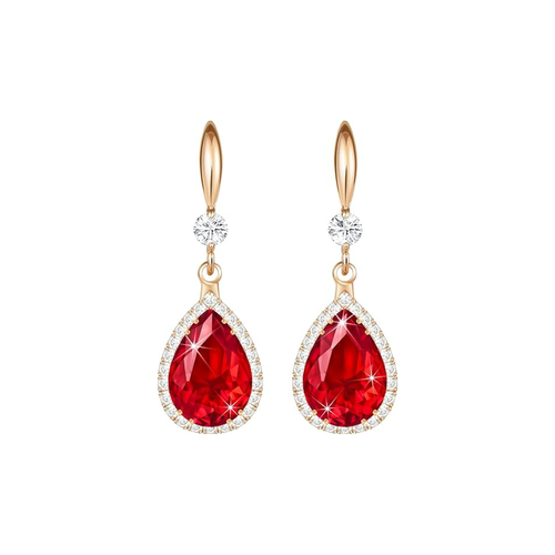 Boucles d'Oreilles Larme Rubis | Or Rose