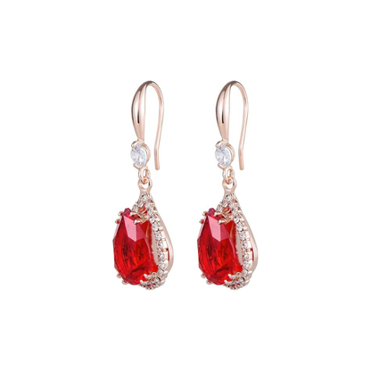 Boucles d'Oreilles Larme Rubis | Or Rose