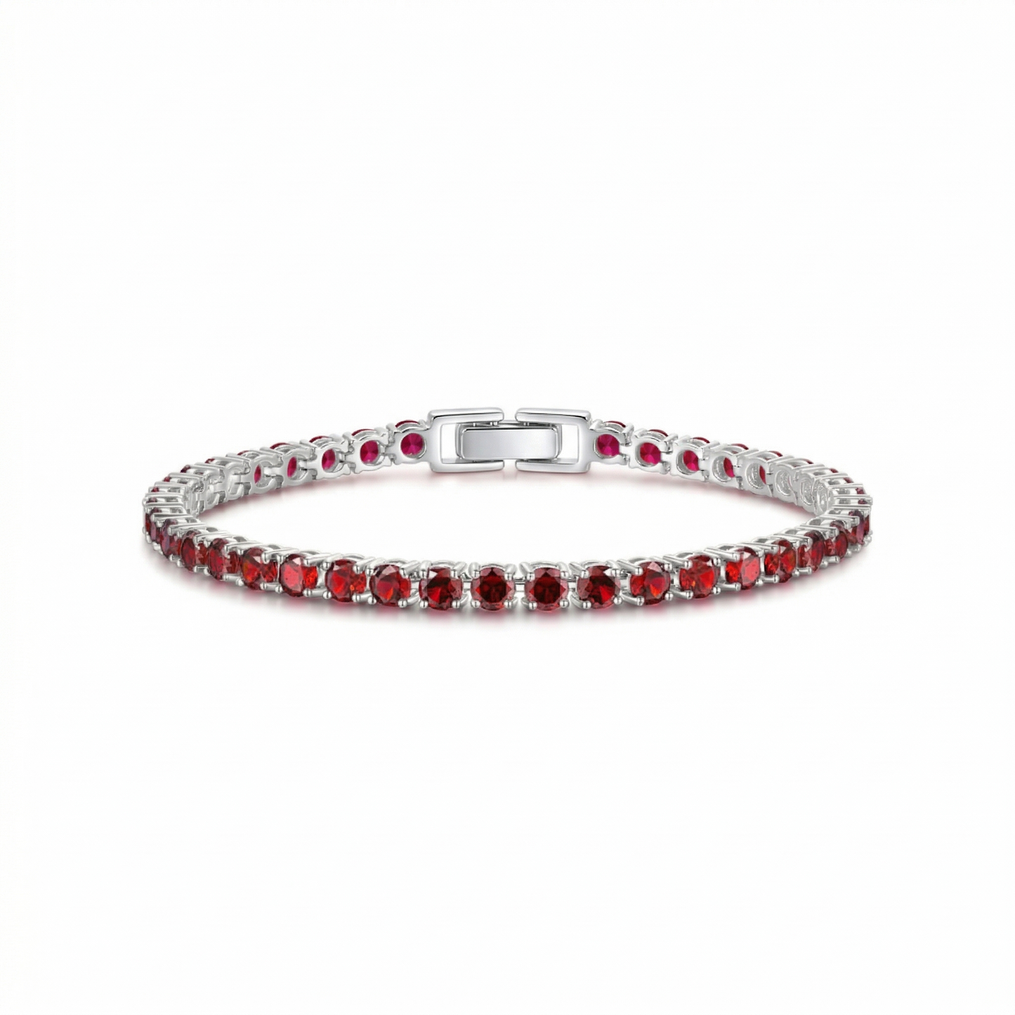 Bracelet Tennis Rubis | Or Blanc