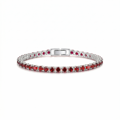 Bracelet Tennis Rubis | Or Blanc