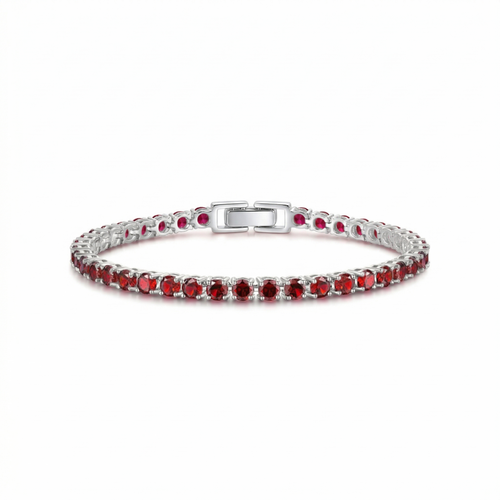 Bracelet Tennis Rubis | Or Blanc