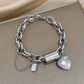 Bracelet Épais Cœur | Or Blanc