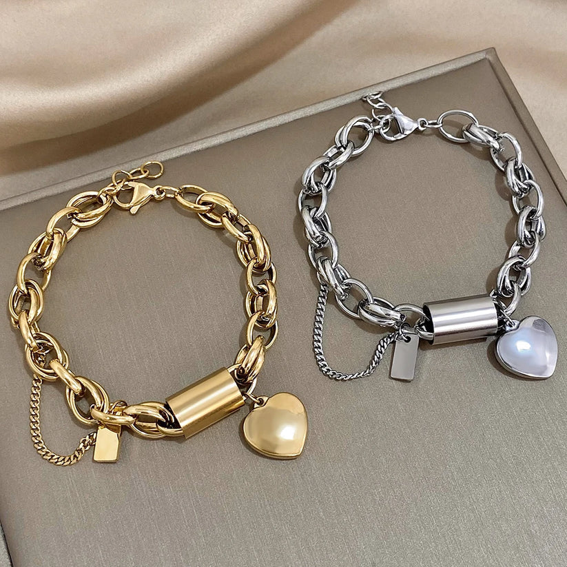 Bracelet Épais Cœur | Or