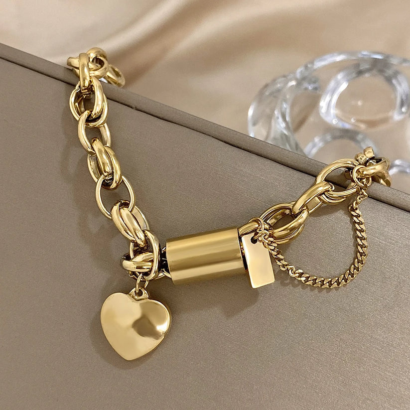 Bracelet Épais Cœur | Or