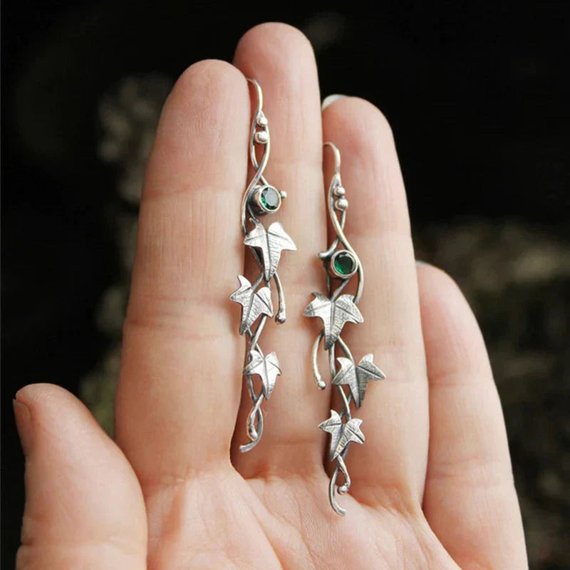 Boucles d'Oreilles Feuille Elfe Antique | Or Blanc