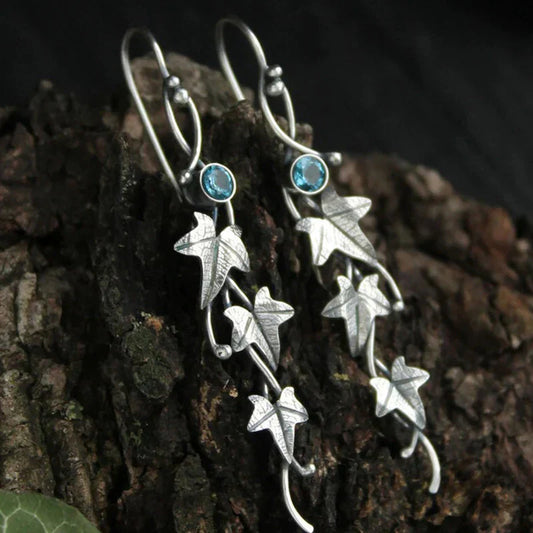 Boucles d'Oreilles Feuille Elfe Antique | Or Blanc