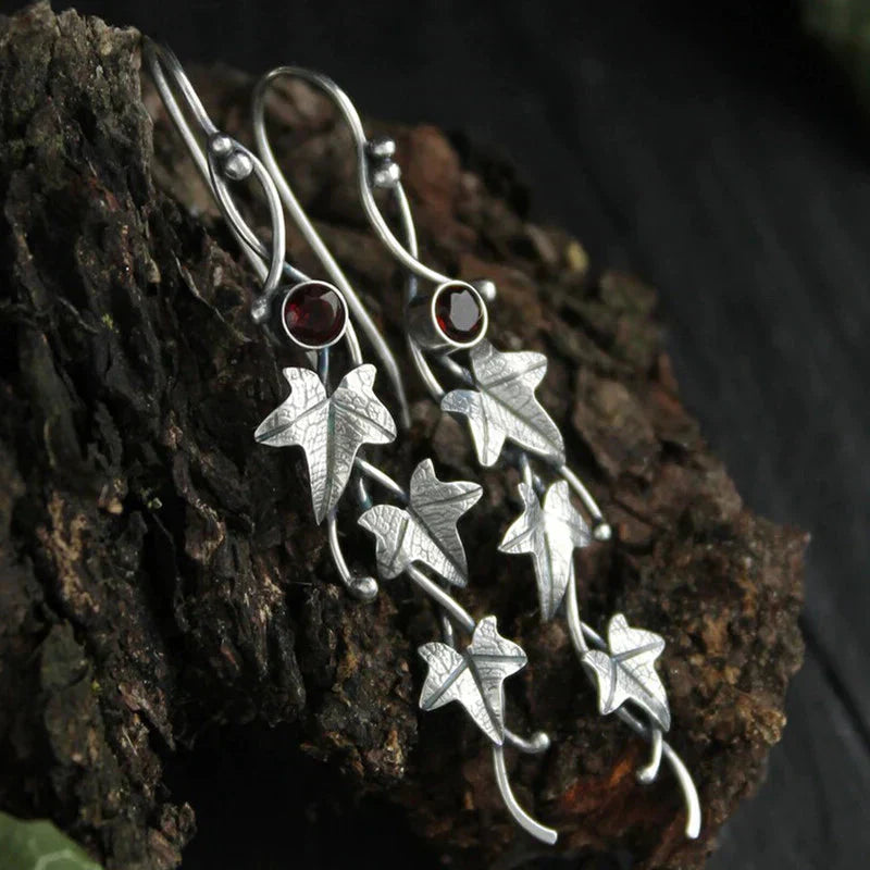 Boucles d'Oreilles Feuille Elfe Antique | Or Blanc