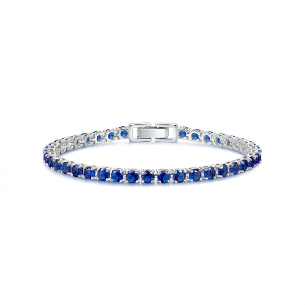 Bracelet Tennis Saphir | Or Blanc