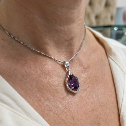 Collier Pendentif Croissant Selvara | Or Blanc