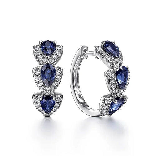 Boucles d'Oreilles Crête Saphir Royal | Or Blanc