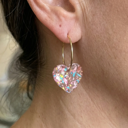 Boucles d'Oreilles Pendantes Cœur Prune Sucrée | Or
